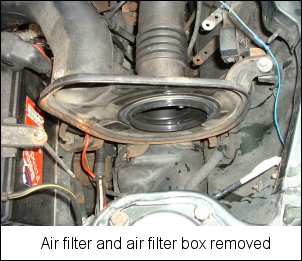 Air filter and air filter box removed